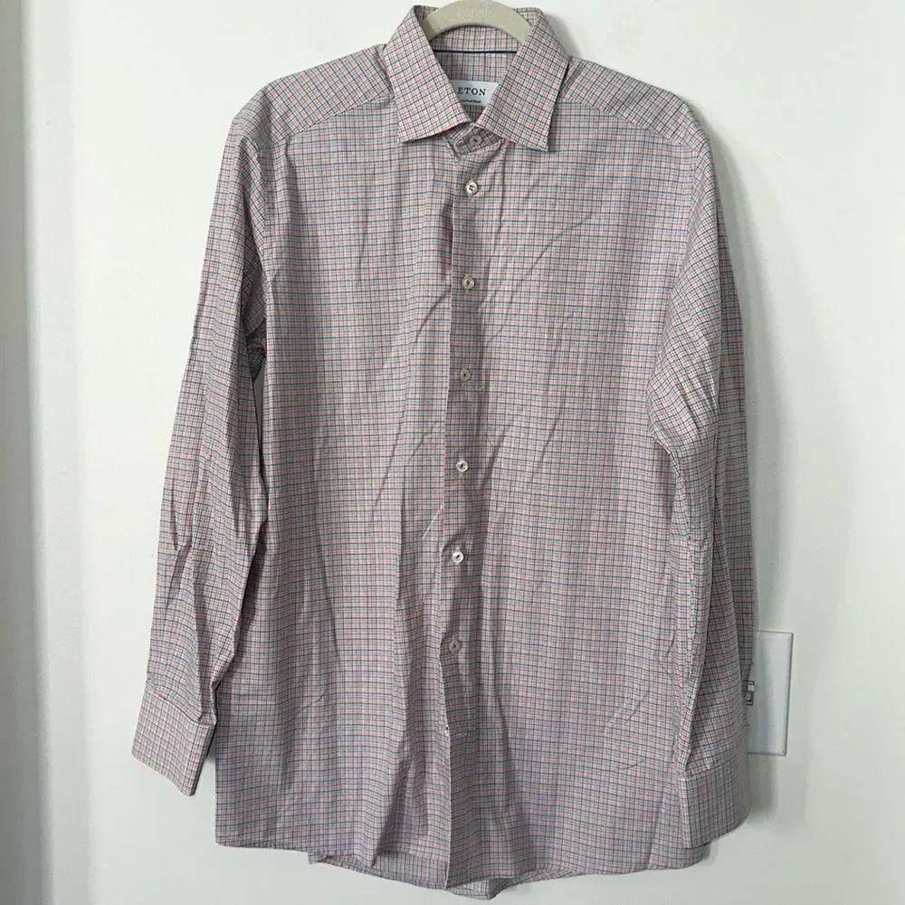 ETON Checkered Print Men’s Dress Shirt 42/16.5